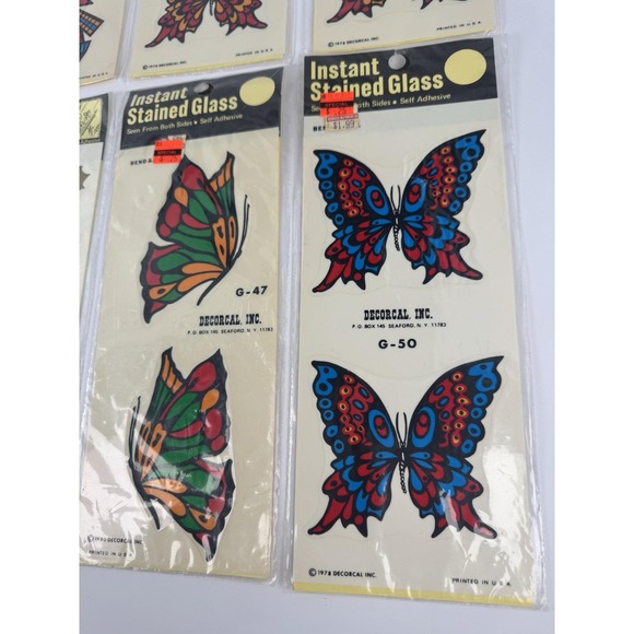 Decorcal Instant Stained Glass Butterfly Decals Stickers 6 Packs Vintage 1978 - Picture 4 of 6